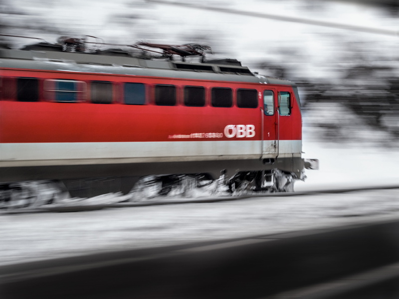 double-decker bus, snowy, railways, locomotive, land vehicle, outdoors, railroad track, timelapse, railroad tracks, track, train - vehicle, driving, public transportation