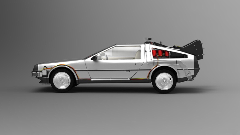 motor vehicle, Back to the future, wheel, land vehicle, the film, wealth, luxury, toy, still life, no people, gray background, coupe, time machine, copy space