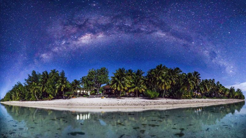 beach, galaxy, Cook Islands, David Rofall, Milky Way, Aitutaki, island, 4K