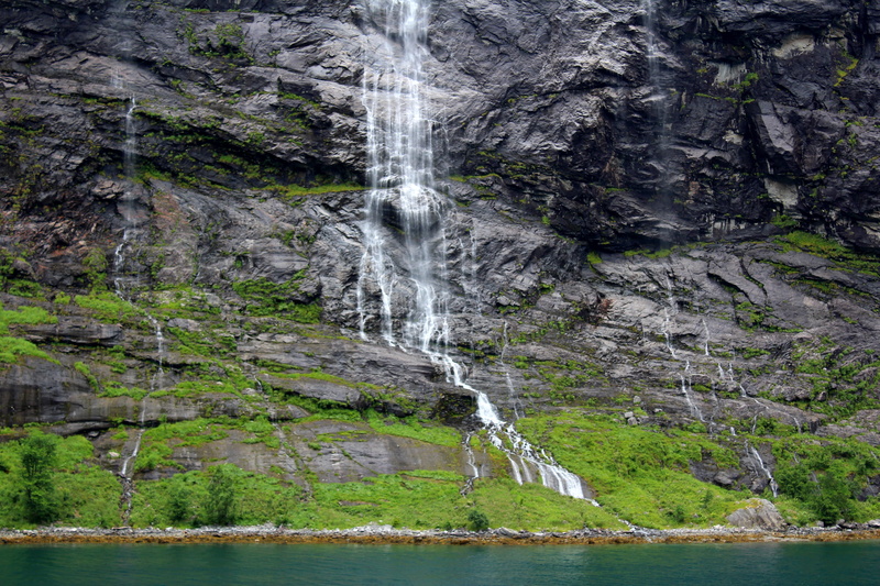 norwegian fjord, non-urban scene, 5K, solid, rock, plant, cliff, scenics - nature, flowing water, rock - object, one animal, 250 meters, water, power in nature