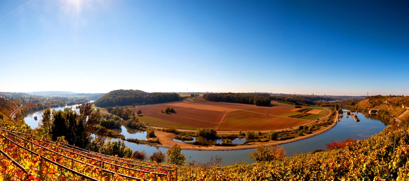 tree, day, tranquil scene, water, tranquility, river, non-urban scene, high angle view, outdoor, blue, scenics - nature, germany, out, outdoors, panoramic
