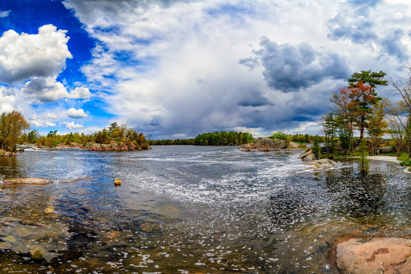 tranquil scene, nature, cloud - sky, wave, travel, tree, outdoors, waterfront, vegetation, day, tranquility, scenics - nature, burleigh falls