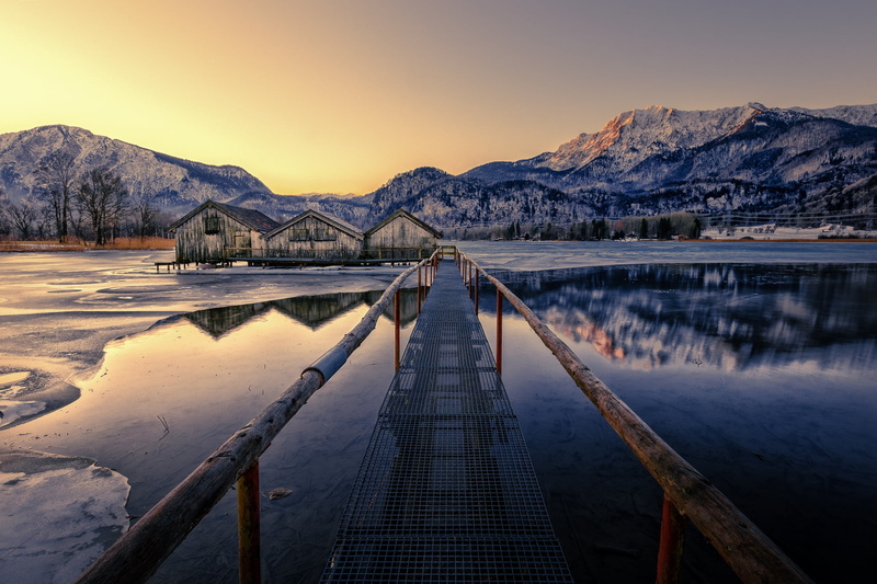 snowcapped mountain, ice, sun, scenics, sunrise - Dawn, hut, mountains, travel, snow, rural Scene, scenics - nature, tranquil Scene, summer, 1080P, cold temperature
