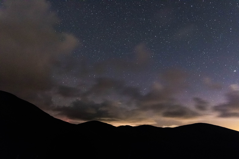 majestic, tranquility, mountain range, mountain, sunset, star field, milky way, snowdon, tranquil scene, astronomy, clouds, galaxy, sky, space and astronomy
