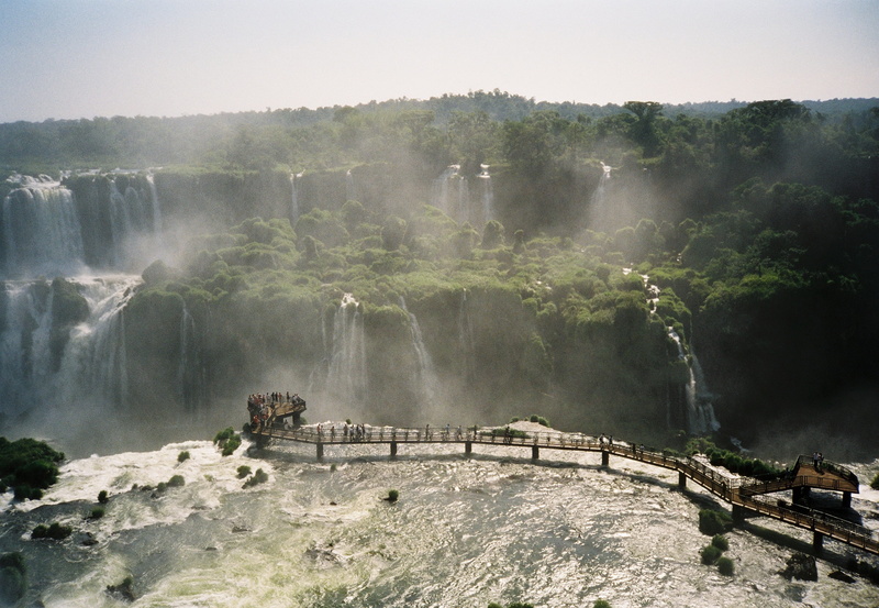 rock - object, rock, tree, iguazu, outdoors, water, nature, scenics - nature, plant, brazil, fog, day, landscape, land, mountain, waterfalls, environment