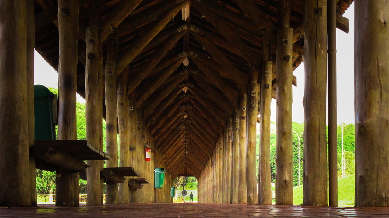 bridge, in a row, way, brazil, brasil, iguaçu national park - visitor center, architecture, building, water, architectural column, fall, goal, day, ceiling