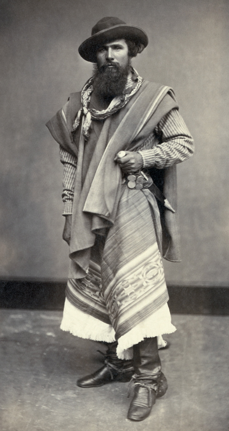 argentine, mustache, portrait, real people, clothing, gaucho, holding, full length, history, 1868, adult, one person, 4K, indio, beard, males, black and white