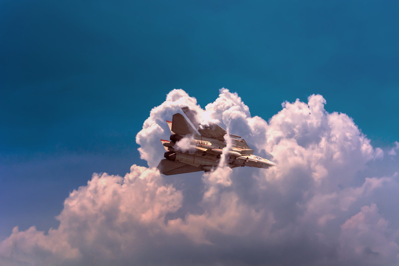 fly, no people, blue, sky, 5K, navy, cloud - sky, nature, motion, aircraft, high up, outdoors, digital composite, copy space, jet, fighter, on the move