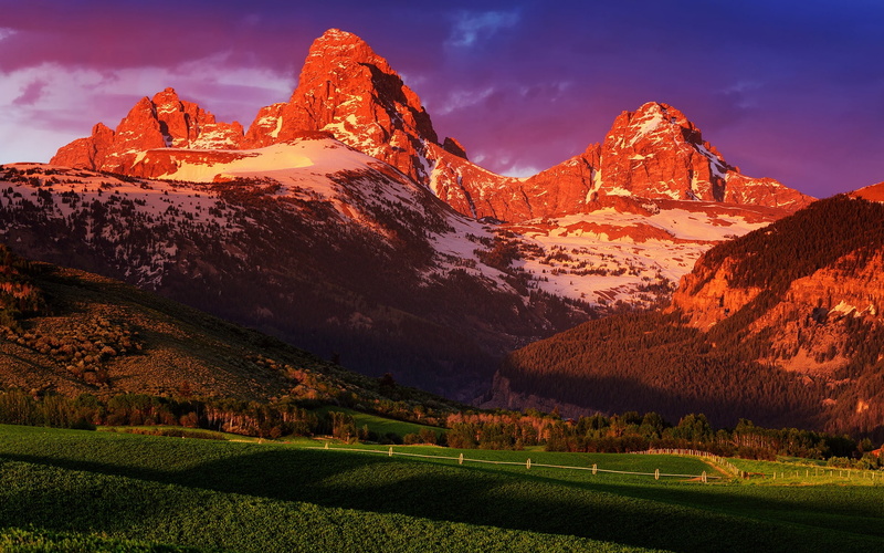 Grand, Park, USA, Summer, National, Wyoming, Sunset, Scenery, 1080P, Teton