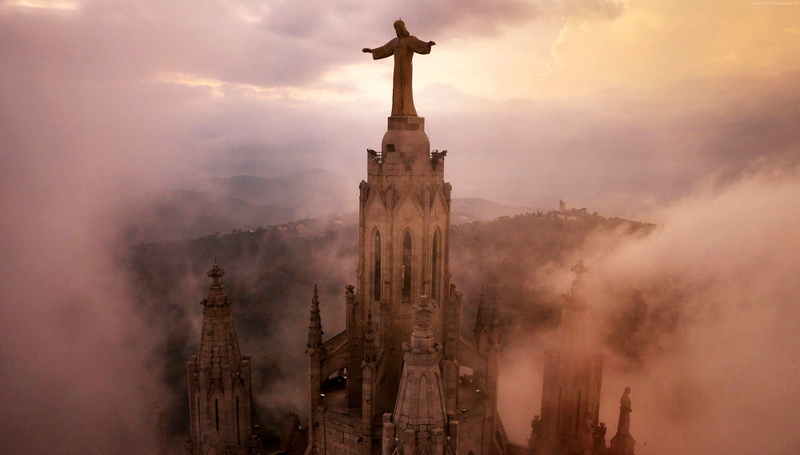 Travel, history, building exterior, 4K, cloud - sky, the past, Barcelona, sky, Church of the Sacred Heart of Jesus, nature, no people, sculpture, outdoors