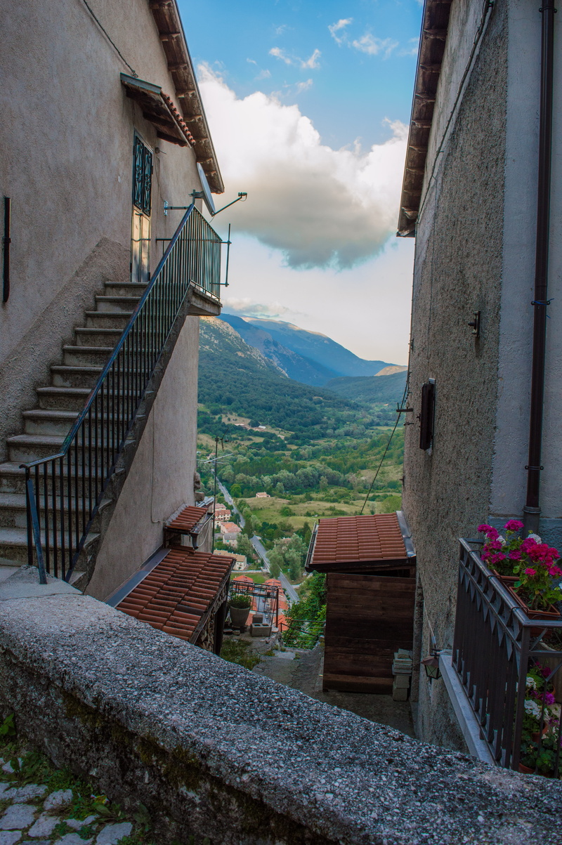 colors, opi, house, outdoors, lanes, clouds, landscape, day, stairs, building exterior, vista, building, Opi, europe, forest, Abruzzo, borgo, sky, 5K