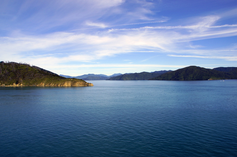 coast, mountain range, sound, calm, sky, scenics - nature, new zealand, environment, landscape, tranquility, fiordland, body, water surface, tranquil scene