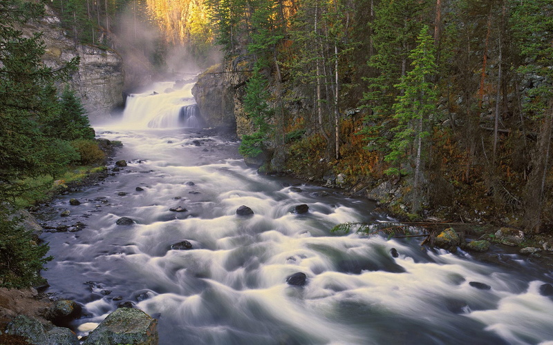 river, national, park, waterfall, southwestern, usa, yellowstone, falls, 1080P, firehole