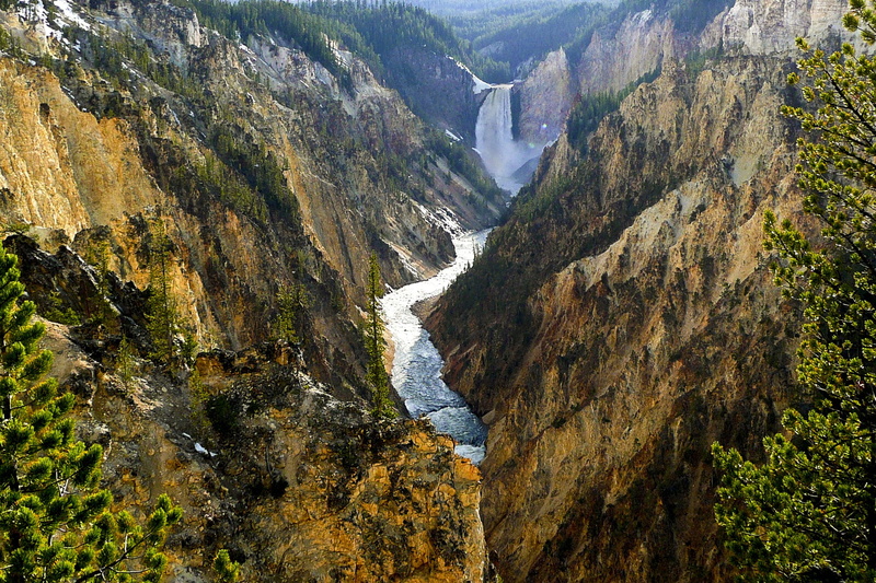 mountain range, yellowstone national park, outdoors, land, day, usa, whitewater, plant, power in nature, landscape, body, flowing, tree, wyoming, 1080P
