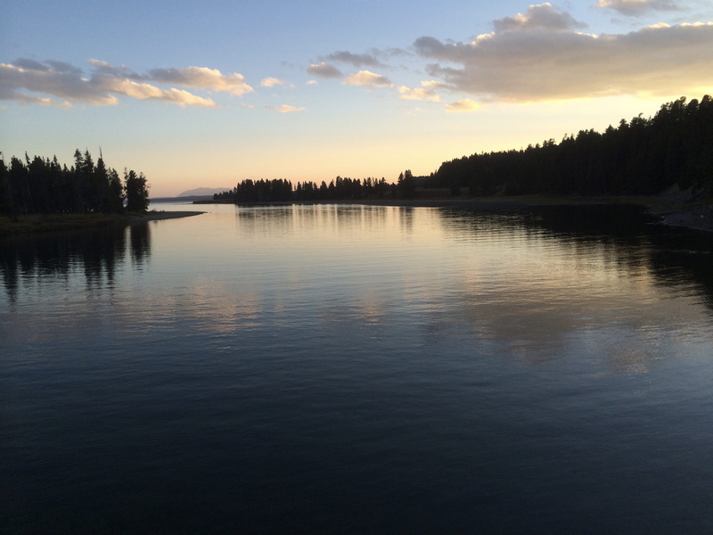 sunset, lake, reflection, cloud - sky, silhouette, yellowstone, reflection lake, no people, yellowstone ntpk, tranquility, lake yellowstone from the fishing bridge