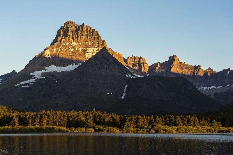 nature, tree, travel destinations, usa, snow, plant, idyllic, lake, landscape, scenic, no people, glacier national park, montana, trees, rock - object