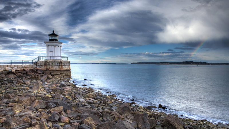 nature, clouds, seashore, sky, water, sea, land, stones, coast, outdoors, rainbow, guidance, beauty in nature, rock, horizon over water, solid, eroded