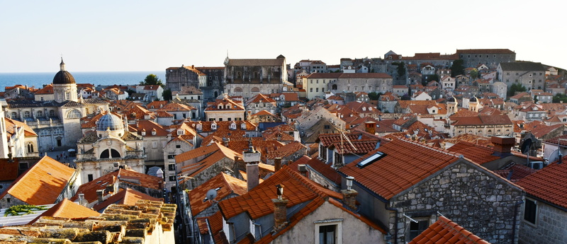 tourism, built structure, crowded, dubrovnik, gothic style, residential district, evening panorama, roof tile, roofs, croatia, townscape, the past, roof