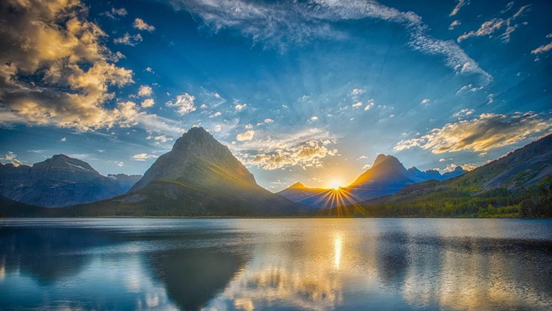 scenics - nature, tranquility, sunlight, united states, cloud - sky, beauty in nature, nature, landscape, usa, rays, sky, mountain range, 1080P, environment