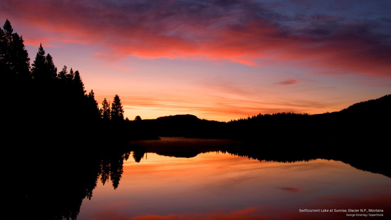 swiftcurrent, glacier, lake, montana, National Parks, n, p, 2K, sunrise