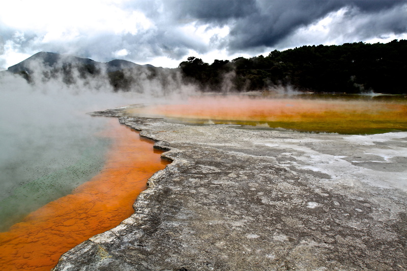 heat - temperature, steam, hot Spring, environment, scenics, non-urban scene, water, nature, lagoon, cloud - sky, scenics - nature, landscape, spa, tranquil scene