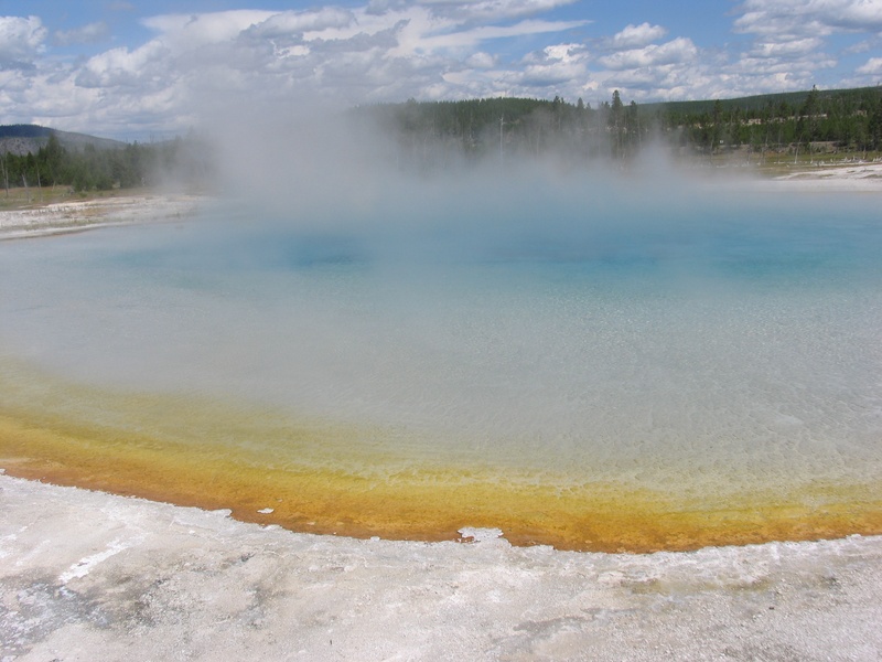 wyoming, geyser, outdoors, tranquility, heat - temperature, nature, hot spring, yellowstone, 2K, beauty in nature, mountain, geology, physical geography