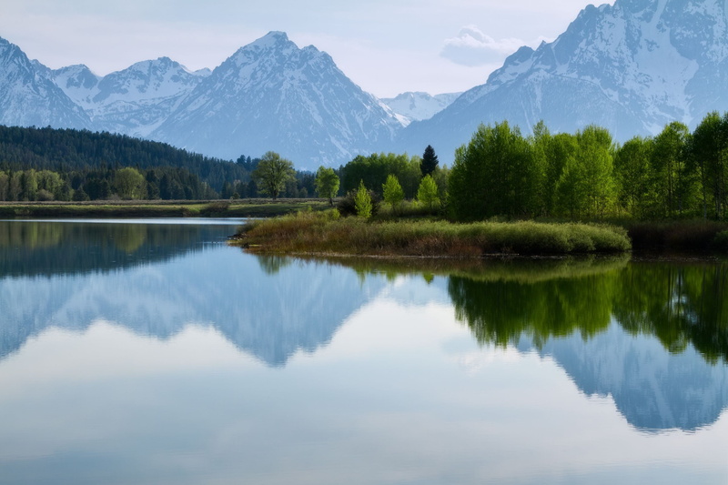 mountain, Yellowstone National Park, reflection, non-urban scene, no people, water, snowcapped mountain, tranquility, tranquil scene, beauty in nature