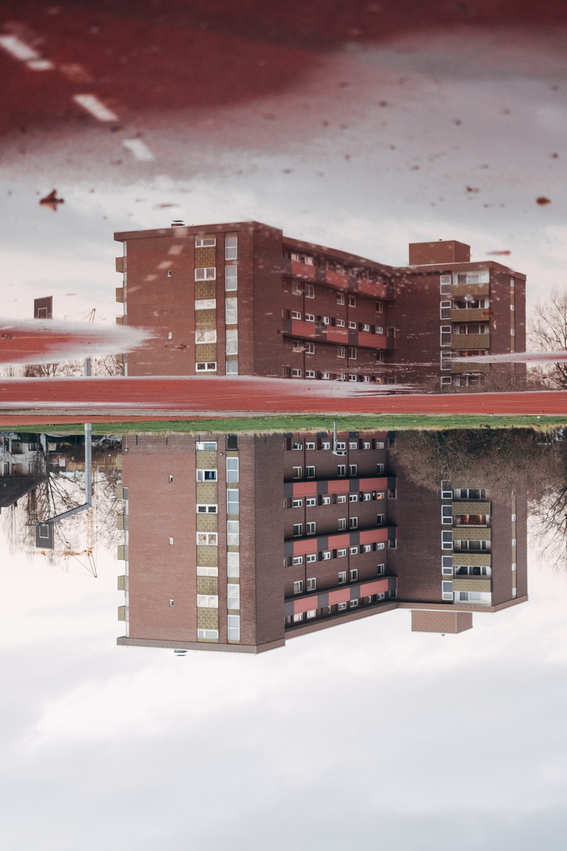 snow, built structure, housing, cloud - sky, condo, germany, sky, city, apartment building, near, town, shelter, stack, brown, neighborhood, rural, outdoors