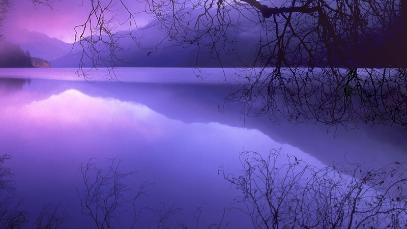 purple, 1080P, lakes, art, Landscapes, nature, park, crescent, national, hd, washington