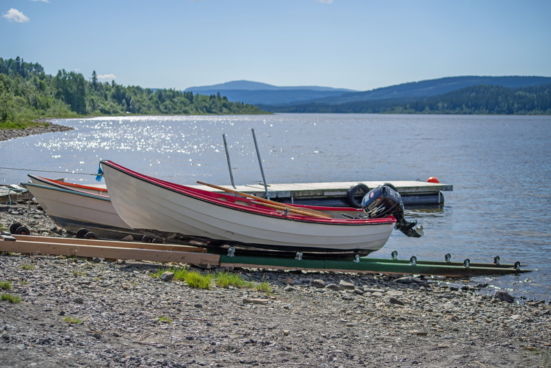 beach, no people, beauty in nature, sweden, water, rowboat, bank, day, anchored, fjäll, transportation, nautical vessel, nature, outdoors, moored, landscape