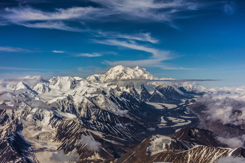 8K, peak, mountain range, clouds, nature, mount, geography, mountain, cloud - sky, alaska, national, idyllic, volcanic crater, travel, rocky, tranquil scene