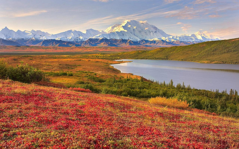 states, widescreen, hd, united, desktop, white, landscape, lake, snow, park, mountains, blue, 2K, national, clouds, beautiful, alaska, denali