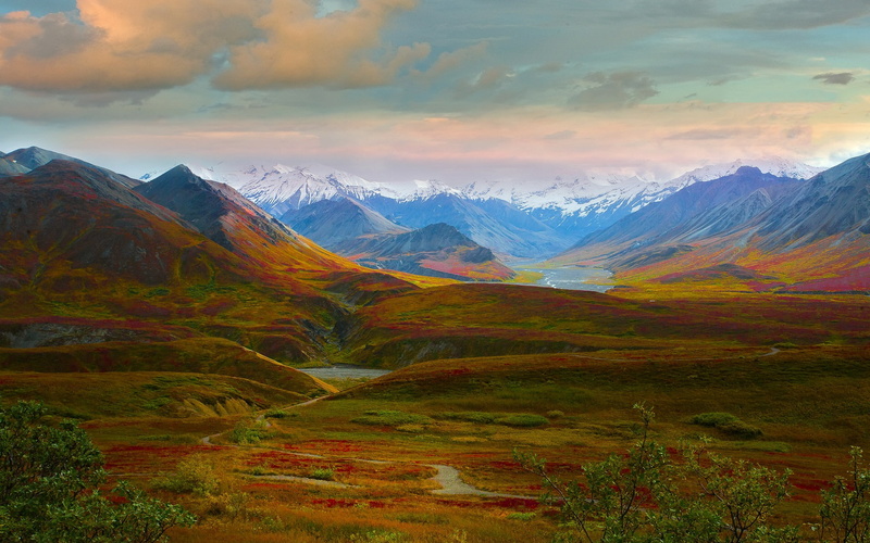 landscape, environment, hd, mountain range, park, no people, river, non-urban scene, brown, idyllic, denali, mountain peak, snowcapped mountain, tranquility