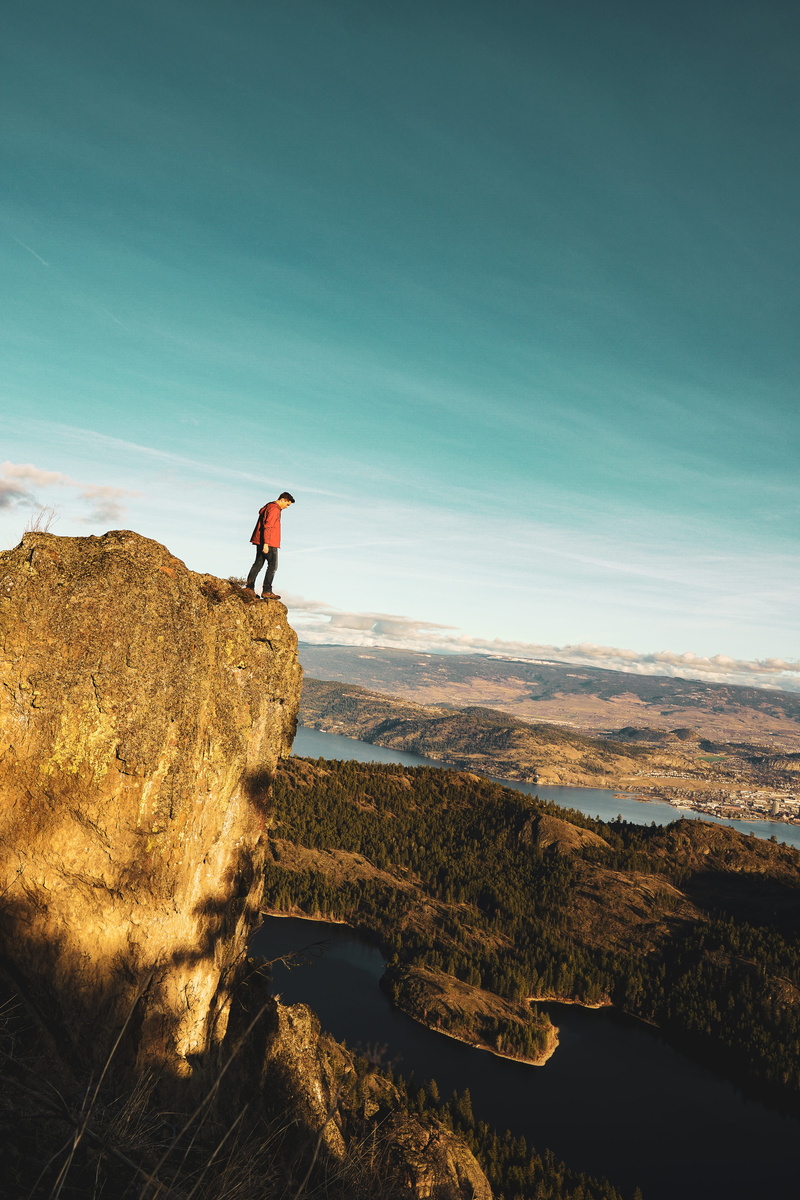 person, adventure, tranquil scene, sports, human, west kelowna, day, lifestyles, photography, hiker, photo, edge, man, okanagan, rock, atlas, nature, real people