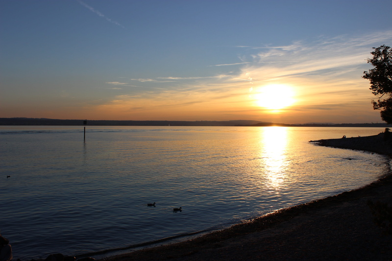 cloud - sky, land, tranquility, lake constance, autumn, mountains, silhouette, constance beach, southern germany, landscape, tranquil scene, bank, beach