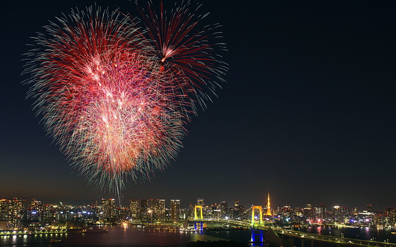 fireworks, Japan, Odaiba, 1080P, salute, Tokyo