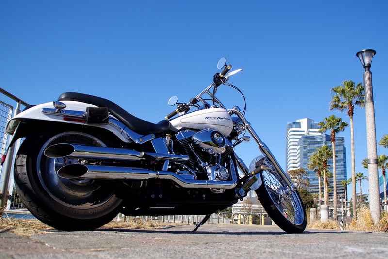 MotorCycle, architecture, street, travel, no people, sky, Japan, nature, mode of transportation, Davidson, clear sky, stationary, odaiba, wheel, city, road