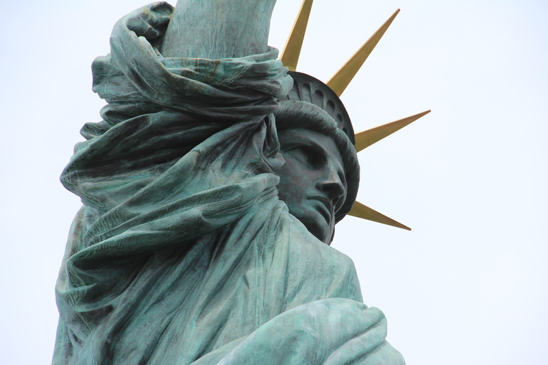 art and craft, no people, japan, odaiba, day, creativity, statue of liberty, tokyo, landmark, the statue of liberty, sky, male likeness, sculpture, representation