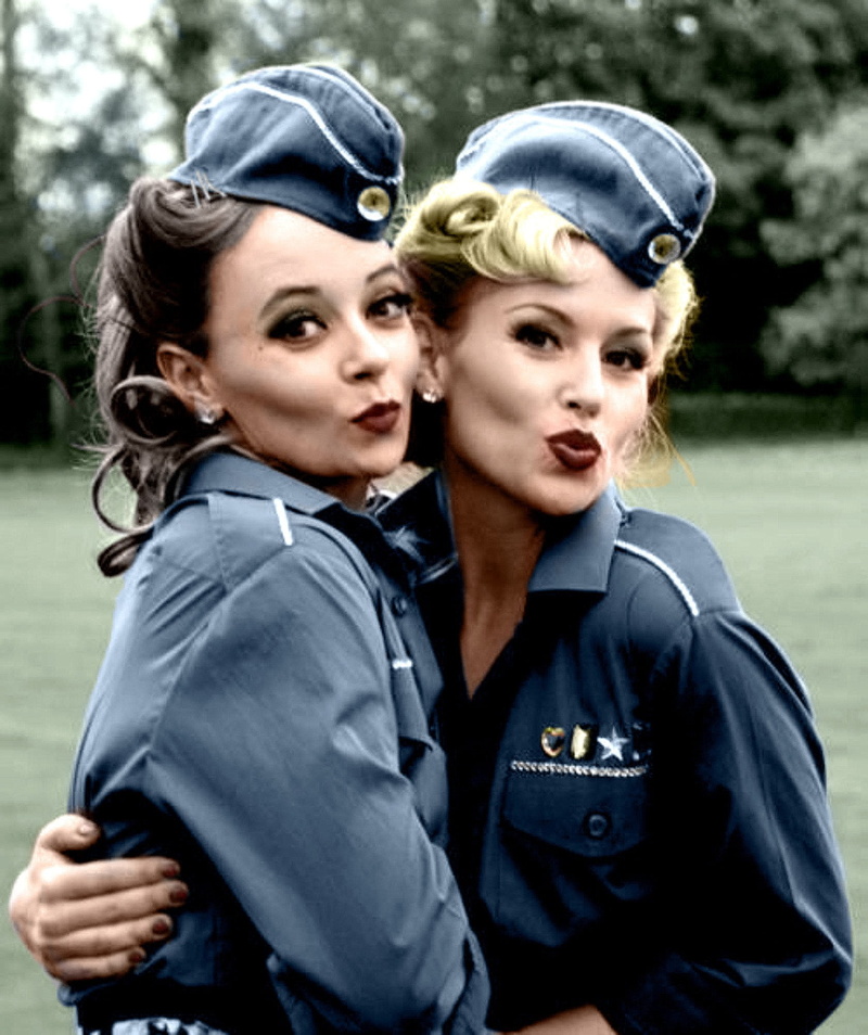 clothing, dress, emotion, young adult, s, heterosexual couple, women, couple - relationship, portrait, hat, 1080P, gray, cap, colorized photos, young couple