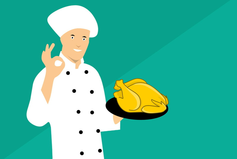 delicious, restaurant, flashing, clothing, human body part, colored background, emotion, chicken, water, white color, cap, success, hand, fun, chef, character