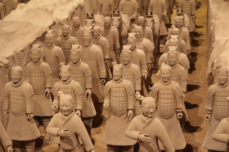 view, place of worship, terracotta, architecture, sound, history, human representation, representation, army, china, art and craft, in a row, army soldier