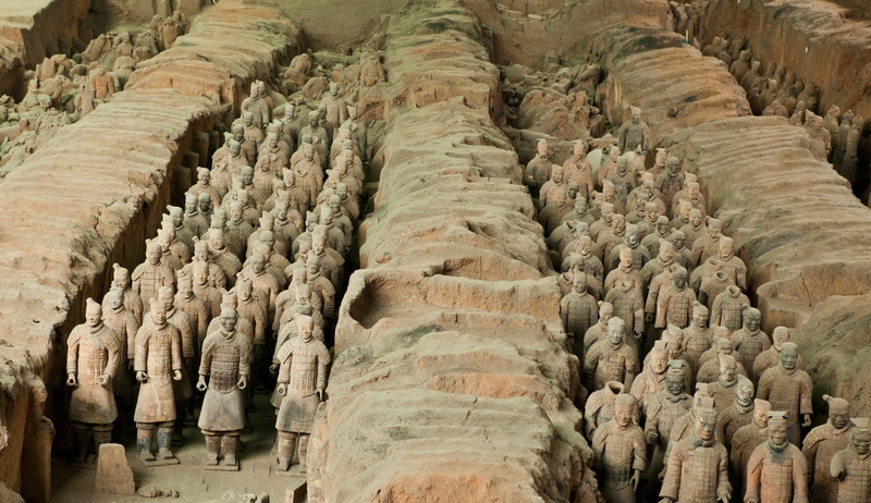 China, army, day, rock - object, travel destinations, rock, solid, nature, arrangement, in a row, no people, pattern, The terracotta army, history, sunlight