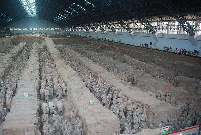 Terracotta, military, warrior, warriors, diminishing perspective, arch, history, travel, terracotta, indoors, warehouse, abundance, city, architecture