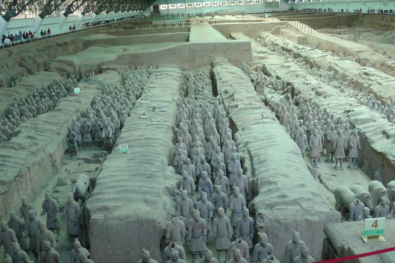 solid, abundance, Terracotta Warriors, Ancient, terracotta, 4K, built structure, tourism, China, ice, outdoors, statue, day, large group of objects, tranquil scene