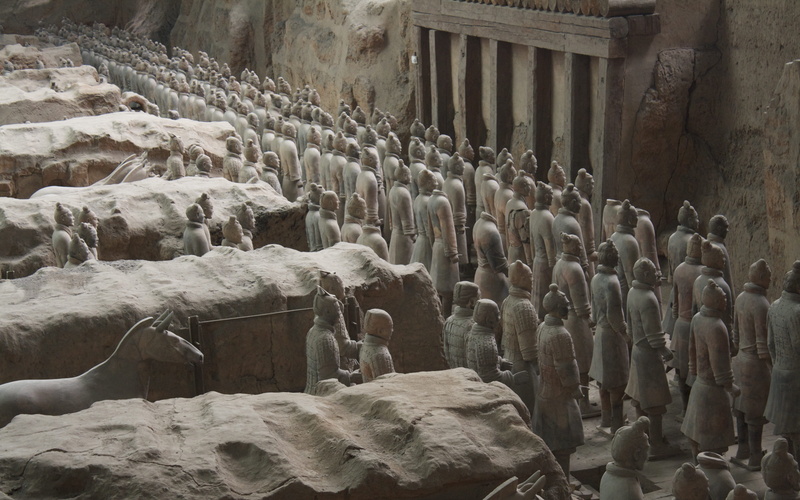 chinese, built structure, winter, animal themes, qin shi huang, archaeology, cotta, Army, indoors, prison, Terra, solid, day, architecture, high angle view