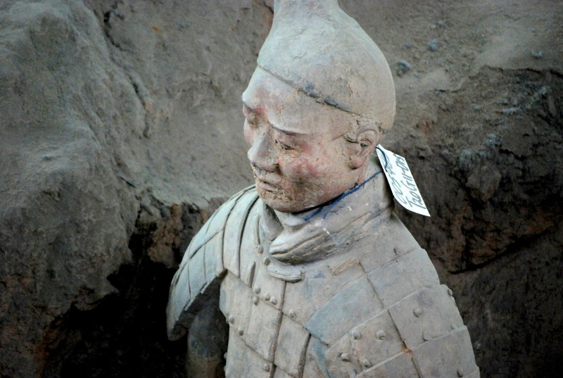 senior men, outdoors, sadness, buried, china, terracotta warriors, 1080P, looking, one person, nature, rock, solid, contemplation, military, depression - sadness