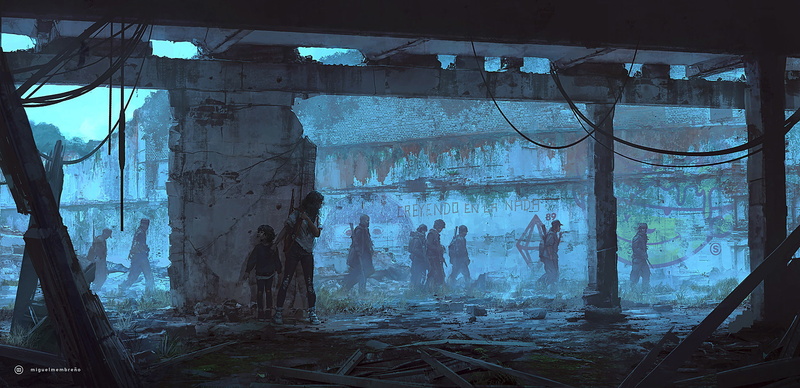 war, fan art, women, illustration, soldier, futuristic, 720P, destruction, Miguel Membreño, children