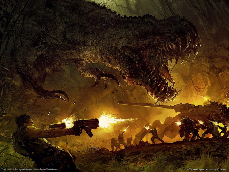 war, video, gears of war, 480P, Man Vs Dino, dino, games, Dino planet, art, gears, Turok, planet, hd