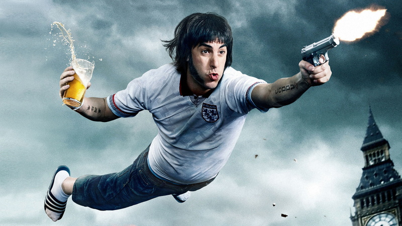 Best Movies of 2016, The Brothers Grimsby, white, gun, firing, man, Sacha Baron Cohen, 4K, shirt
