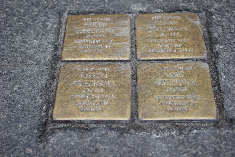 commemorate, indoors, directly above, stone, stumbling stone, concrete, group of objects, high angle view, gray, side by side, medium group of objects